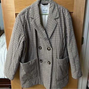 Madewell Cozy Padded Plaid Blazer Jacket